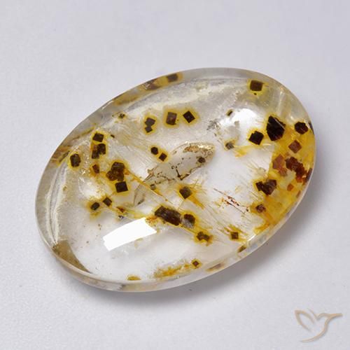 23.33 ct Multicolor Quartz With Marcasite Stone, Natural Quartz With Marcasite in Oval Cabochon Shape for Sale