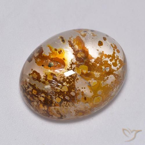 23.49 ct Multicolor Quartz With Marcasite Stone, Natural Quartz With Marcasite in Oval Cabochon Shape for Sale