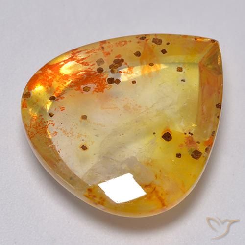 25.59 ct Pear Quartz With Marcasite, 23.4 x 20.8 mm From Brazil, Photo A