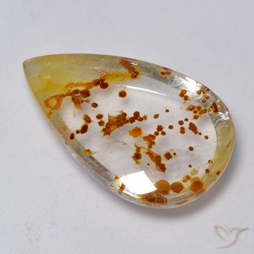 19.86 ct Multicolor Quartz With Marcasite Stone, Natural Quartz With Marcasite in Pear Cabochon Shape for Sale