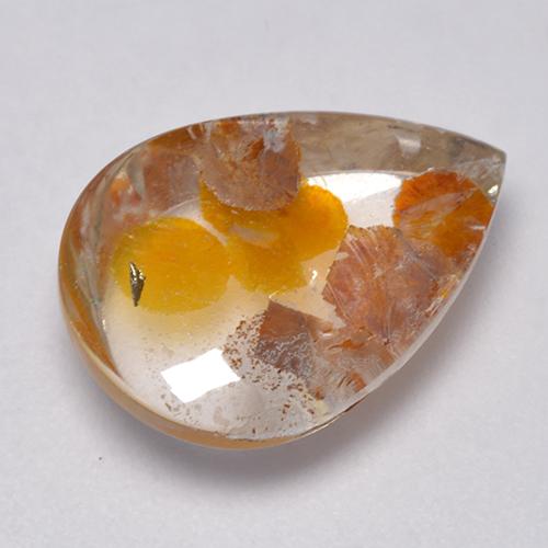 7.73 ct Multicolor Quartz With Marcasite Gemstone, Quartz With Marcasite Gem in Pear Cabochon Shape for Sale.