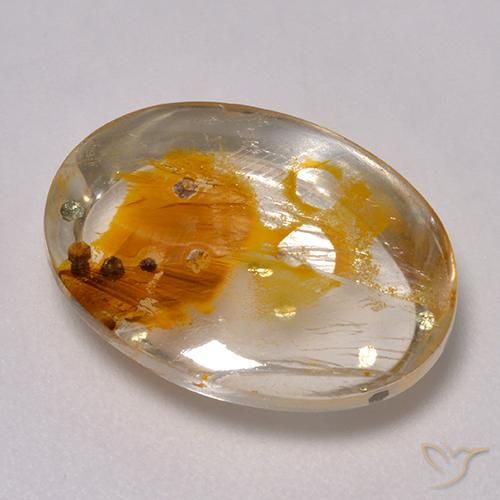 10.11 ct Multicolor Quartz With Marcasite Stone, Natural Quartz With Marcasite in Oval Cabochon Shape for Sale