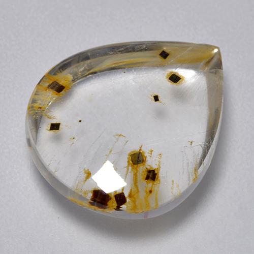 9.21 ct Multicolor Quartz With Marcasite Stone, Natural Quartz With Marcasite in Pear Cabochon Shape for Sale