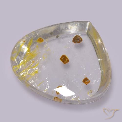 17.42 ct Pear Quartz With Marcasite, 20 x 18.4 mm From Brazil, Photo A