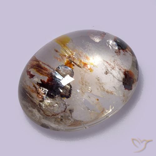 10.56 ct Multicolor Quartz With Marcasite Stone, Natural Quartz With Marcasite in Oval Cabochon Shape for Sale