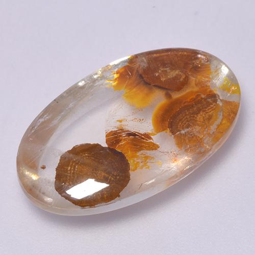 12.68 ct Multicolor Quartz With Marcasite Gemstone, Quartz With Marcasite Gem in Oval Cabochon Shape for Sale.