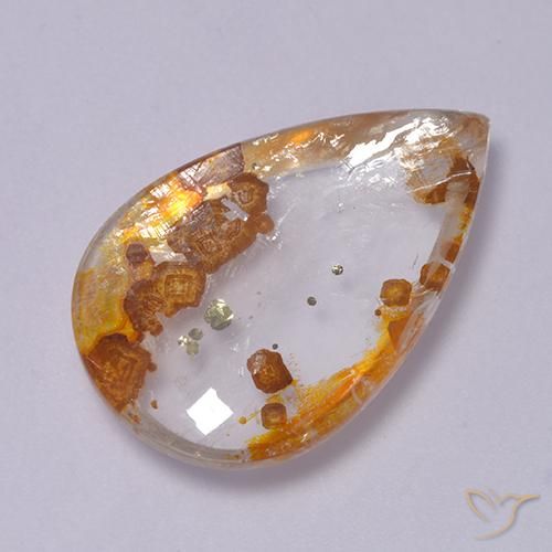 12.63ct Natural Multicolor Quartz With Marcasite, Pear Shape, Transparent