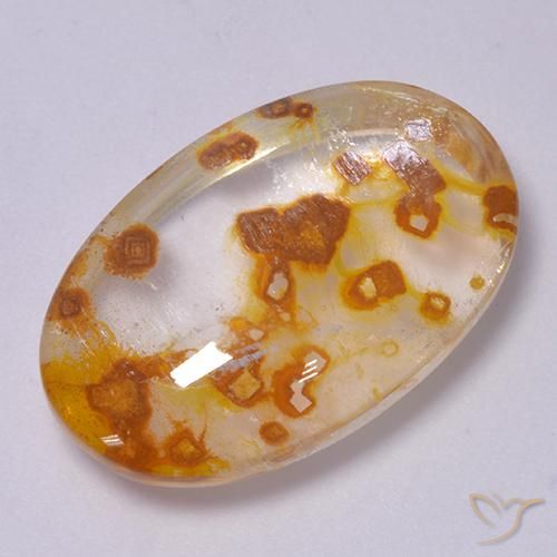 22.00 ct Multicolor Quartz With Marcasite Stone, Natural Quartz With Marcasite in Oval Cabochon Shape for Sale