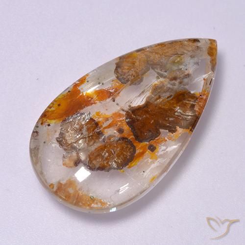 20.84 ct Pear Quartz With Marcasite, 26.3 x 14.8 mm From Brazil, Photo A