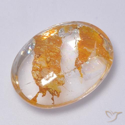 22.34ct Natural Multicolor Quartz With Marcasite, Oval, Transparent