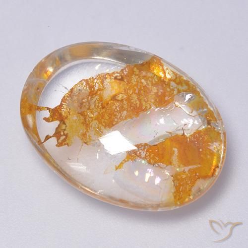 22.34 ct Multicolor Quartz With Marcasite Stone, Natural Quartz With Marcasite in Oval Cabochon Shape for Sale