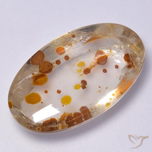 19.98 ct Multicolor Quartz With Marcasite Stone, Natural Quartz With Marcasite in Oval Cabochon Shape for Sale