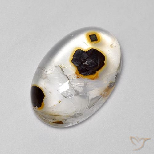 17.52 ct Multicolor Quartz With Marcasite Stone, Natural Quartz With Marcasite in Oval Cabochon Shape for Sale
