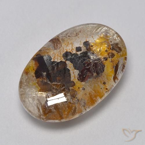 11.56 ct Multicolor Quartz With Marcasite Stone, Natural Quartz With Marcasite in Oval Cabochon Shape for Sale