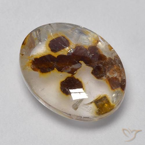 9.88 ct Multicolor Quartz With Marcasite Stone, Natural Quartz With Marcasite in Oval Cabochon Shape for Sale