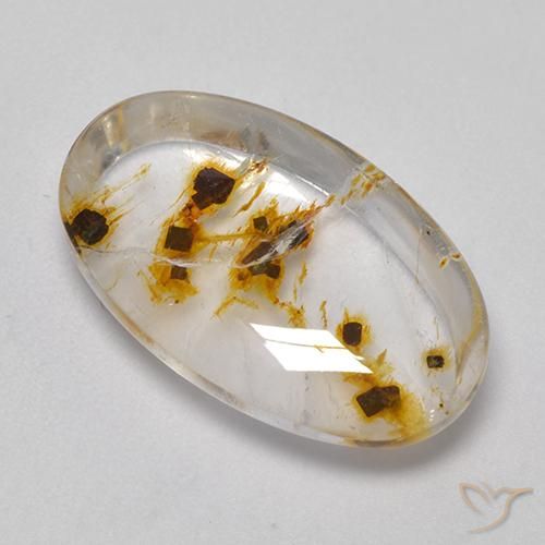 12.18 ct Multicolor Quartz With Marcasite Stone, Natural Quartz With Marcasite in Oval Cabochon Shape for Sale