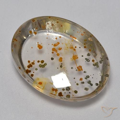 16.27ct Natural Multicolor Quartz With Marcasite, Oval, Transparent