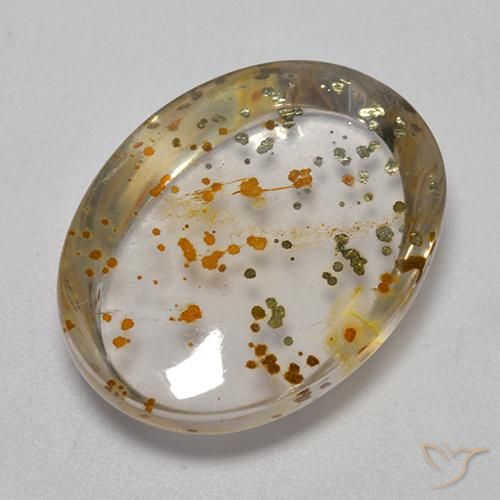16.27 ct Multicolor Quartz With Marcasite Stone, Natural Quartz With Marcasite in Oval Cabochon Shape for Sale