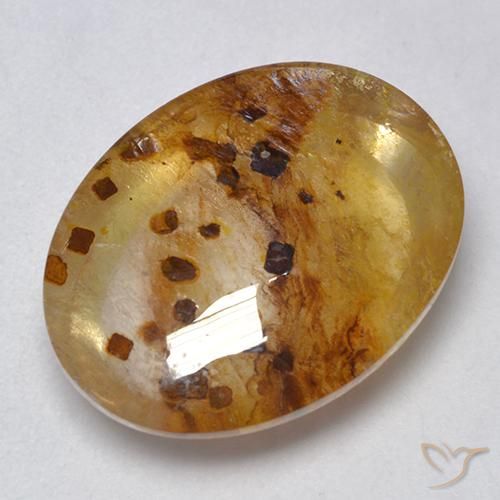 12.19 ct Multicolor Quartz With Marcasite Stone, Natural Quartz With Marcasite in Oval Cabochon Shape for Sale