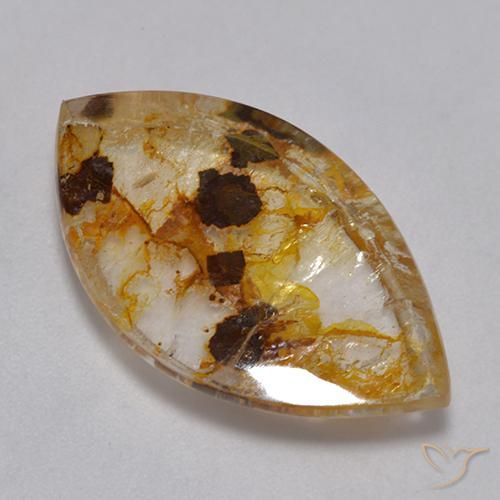 12.66 ct Marquise Quartz With Marcasite, 23.2 x 13.5 mm From Brazil, Photo A