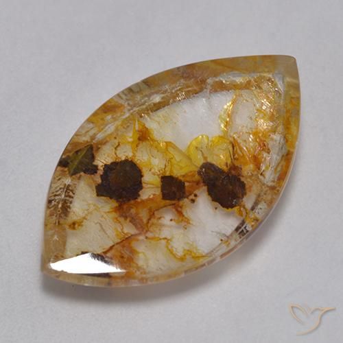 12.66 ct Multicolor Quartz With Marcasite Stone, Natural Quartz With Marcasite in Marquise Cabochon Shape for Sale