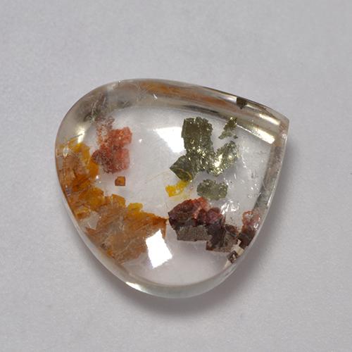 6.29 ct Multicolor Quartz With Marcasite Gemstone, Quartz With Marcasite Gem in Pear Cabochon Shape for Sale.