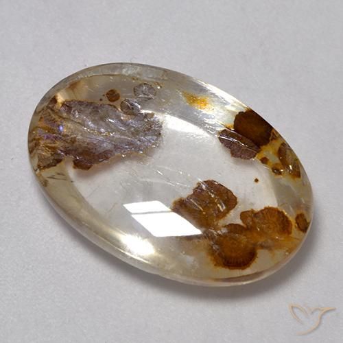 8.86 ct Multicolor Quartz With Marcasite Stone, Natural Quartz With Marcasite in Oval Cabochon Shape for Sale