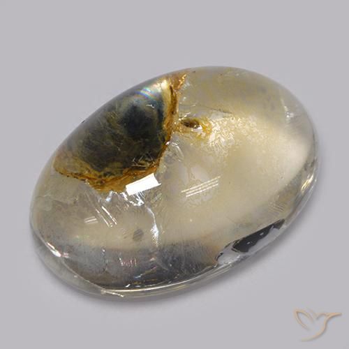 13.90 ct Multicolor Quartz With Marcasite Stone, Natural Quartz With Marcasite in Oval Cabochon Shape for Sale
