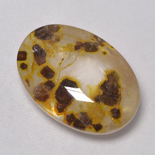 Multicolor Quartz With Marcasite Gem - 11.4ct Oval Cabochon (ID: 523178)