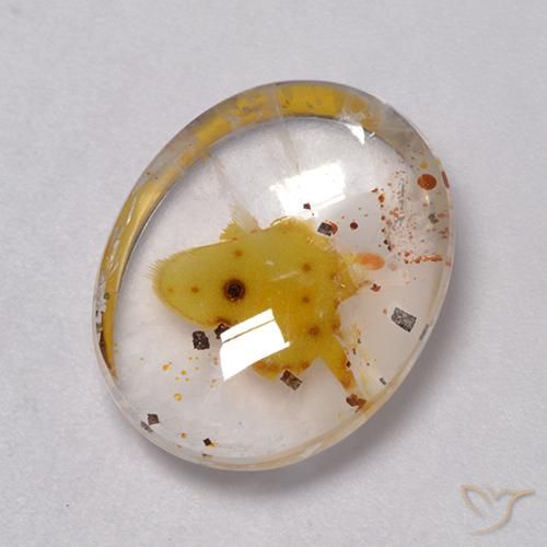 Quarzo Con Marcasite Ovale cabochon da 9,27 ct dal Brasile, dimensione 15,4 x 12,2mm, purezza Transparent, pietra preziosa naturale Nessuna, Quarzo Con Marcasite 1pc in colore Multicolore, durezza Mohs di 7 adatto per gioielli da indossare ogni giorno, Photo A