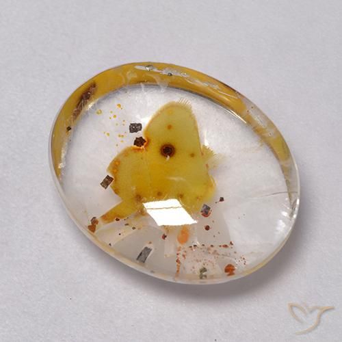 9.27 ct Multicolor Quartz With Marcasite Stone, Natural Quartz With Marcasite in Oval Cabochon Shape for Sale