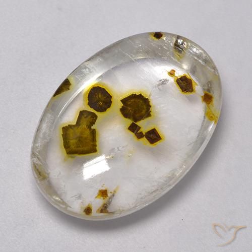 16.72 ct Multicolor Quartz With Marcasite Stone, Natural Quartz With Marcasite in Oval Cabochon Shape for Sale