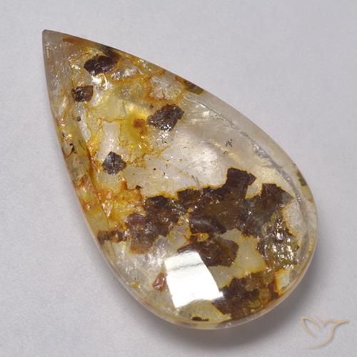 23.01ct Natural Multicolor Quartz With Marcasite, Pear Shape, Transparent