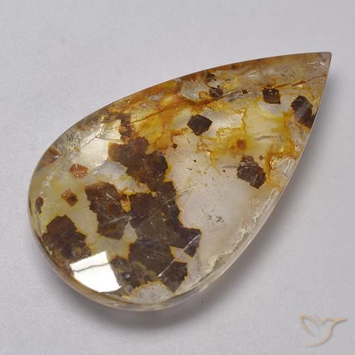 23.01 ct Multicolor Quartz With Marcasite Stone, Natural Quartz With Marcasite in Pear Cabochon Shape for Sale