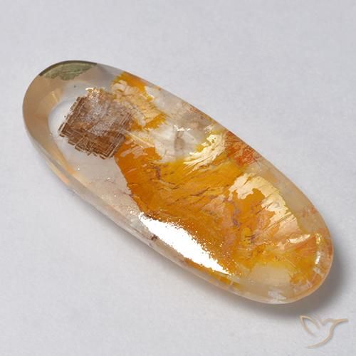 9.59 ct Multicolor Quartz With Marcasite Stone, Natural Quartz With Marcasite in Oval Cabochon Shape for Sale