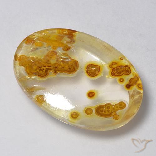 14.21 ct Multicolor Quartz With Marcasite Stone, Natural Quartz With Marcasite in Oval Cabochon Shape for Sale