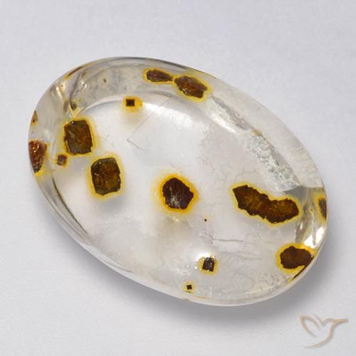 16.93 ct Multicolor Quartz With Marcasite Stone, Natural Quartz With Marcasite in Oval Cabochon Shape for Sale