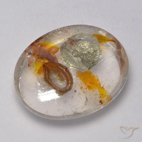 16.86ct Natural Multicolor Quartz With Marcasite, Oval, Transparent