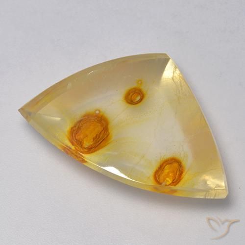 18.15 ct Multicolor Quartz With Marcasite Stone, Natural Quartz With Marcasite in Trillion Cabochon Shape for Sale