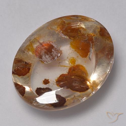 9.52 ct Multicolor Quartz With Marcasite Stone, Natural Quartz With Marcasite in Oval Cabochon Shape for Sale
