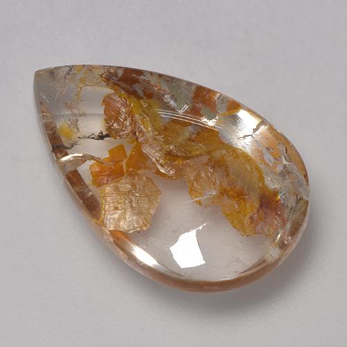 8.86 ct Multicolor Quartz With Marcasite Stone, Natural Quartz With Marcasite in Pear Cabochon Shape for Sale