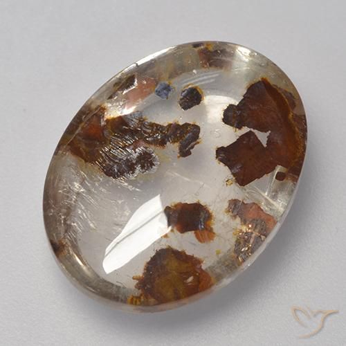 10.20 ct Multicolor Quartz With Marcasite Stone, Natural Quartz With Marcasite in Oval Cabochon Shape for Sale