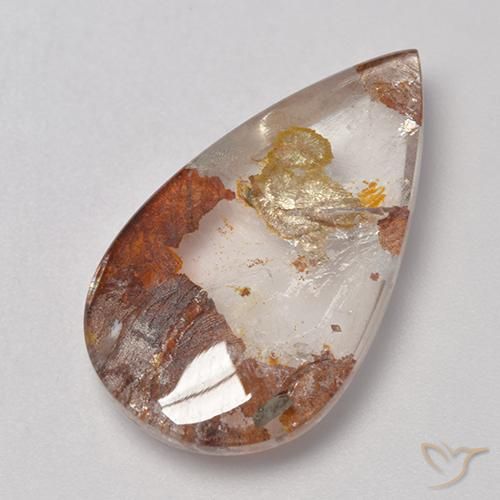 12.68 ct Multicolor Quartz With Marcasite Stone, Natural Quartz With Marcasite in Pear Cabochon Shape for Sale