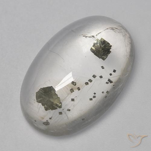 15.62 ct Multicolor Quartz With Marcasite Stone, Natural Quartz With Marcasite in Oval Cabochon Shape for Sale