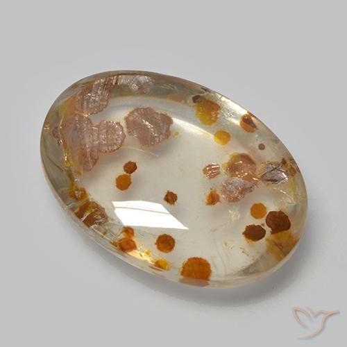12.37 ct Multicolor Quartz With Marcasite Stone, Natural Quartz With Marcasite in Oval Cabochon Shape for Sale