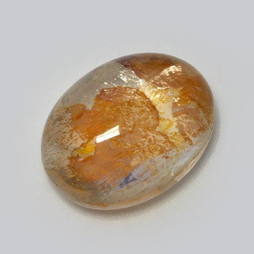 Quartz avec marcassite Multicolore Ovale 15,3 x 11,4mm du Brésil, poids de 8,33 ct, pierre gemme naturelle Aucun de pureté Transparent, 1 pièce Quartz avec marcassite oval cabochon, couleur : Multicolore, dureté de Mohs de 7 convient aux bijoux de tous les jours, pierre de sagesse, Photo A