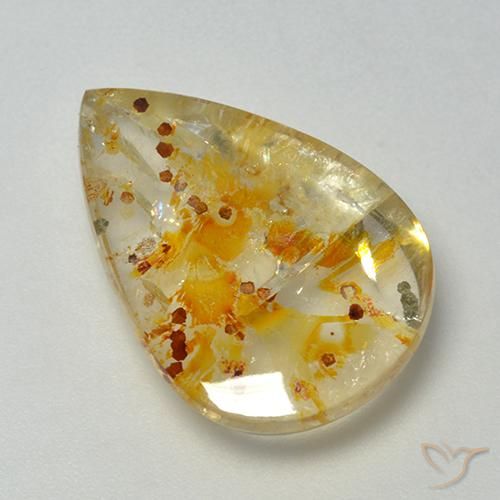 13.08 ct Pear Quartz With Marcasite, 21.5 x 14.7 mm From Brazil, Photo A