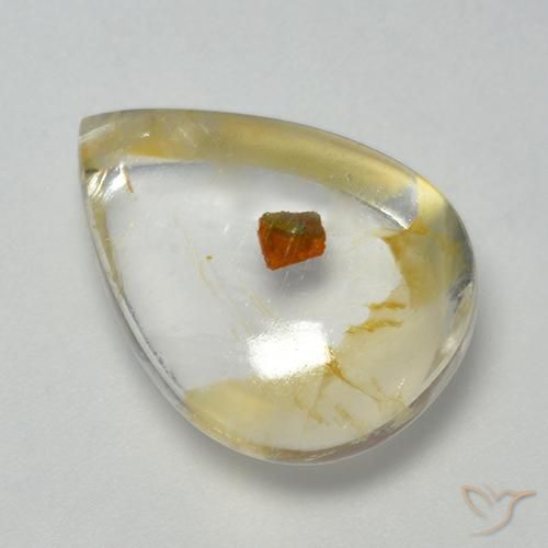 10.25 ct Multicolor Quartz With Marcasite Stone, Natural Quartz With Marcasite in Pear Cabochon Shape for Sale