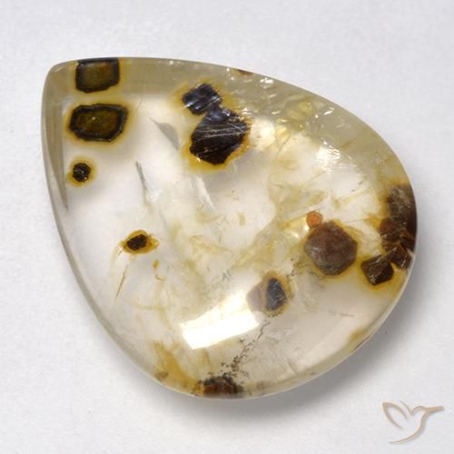 16.06 ct Multicolor Quartz With Marcasite Stone, Natural Quartz With Marcasite in Pear Cabochon Shape for Sale