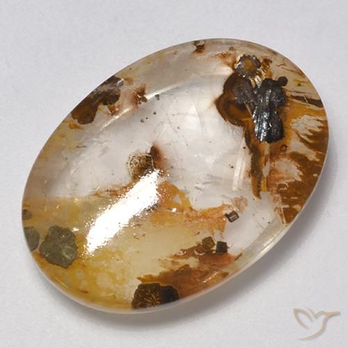 21.00ct Natural Multicolor Quartz With Marcasite, Oval, Transparent